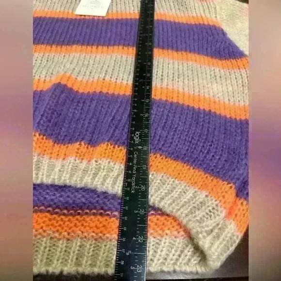 NWT Bellerina Women’s M Neon Stripe Mohair Sweater Colorblock Comfy Cozy‎ - Picture 7 of 11
